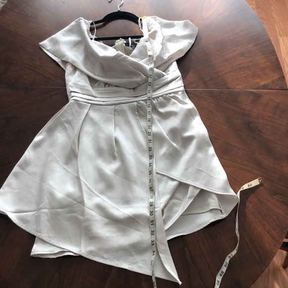 Lulu’s Always Celebrating Ivory Satin Off The Shoulder Mini Dress - NWT - M - Picture 7 of 10